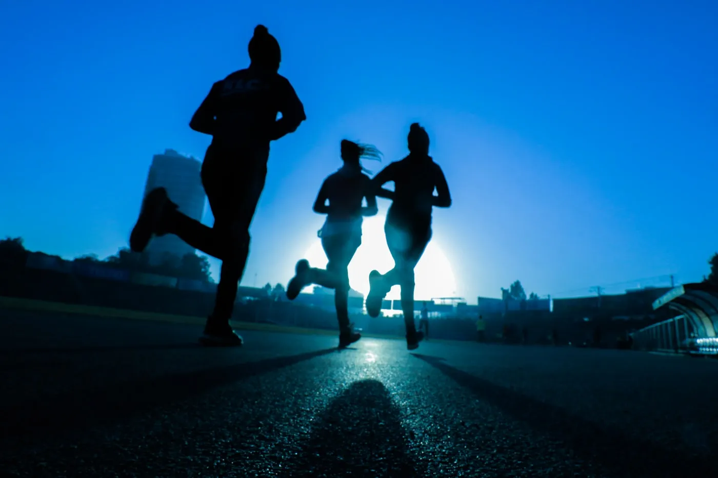 Empty running track at dawn
